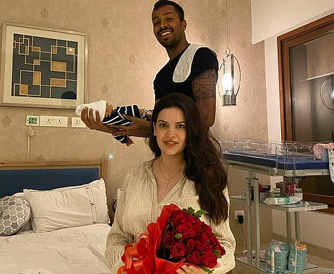Natasa Stankovic with Hardik Pandya and their son.