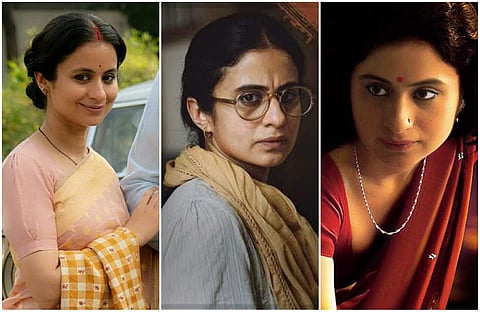 Stills from A Suitable Boy, Manto and Mirzapur featuring Rasika Dugal