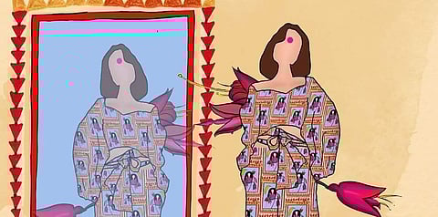 Portrait bustier & flared pants