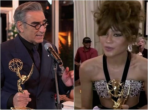 Eugene Levy and Zendaya at 72nd Emmy Awards