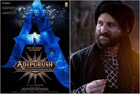 Saif Ali Khan steps into the shoes of Lankesh for Om Raut's Adipurush. (Left: A poster of Adipurush; Right: A still from Tanhaji)