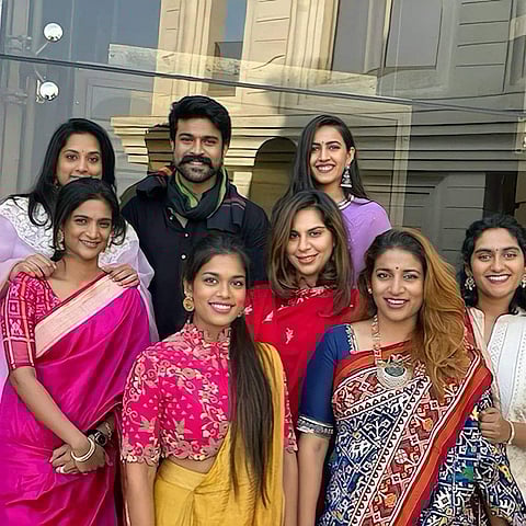 Ram Charan with the ladies