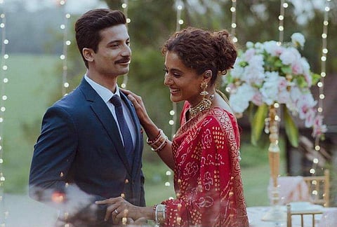 Priyanshu Painyuli looks dapper as an army officer in a still from Rashmi Rocket shared by Taapsee Pannu