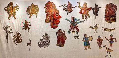 Some of the leather puppets on display