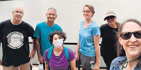 Joanna Kane Potaka (R) with her husband (L) and friends