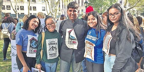 Environmental activists at the New York City’s Global Climate Strike