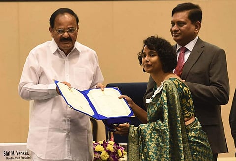Farha Khatun receiving the National Award