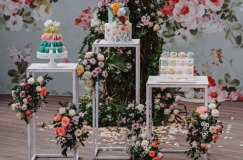 Dhanya James's floral theme decor has a separate fan base of its own. What makes them special is the way she creates the most peculiar combination out of fresh flowers.