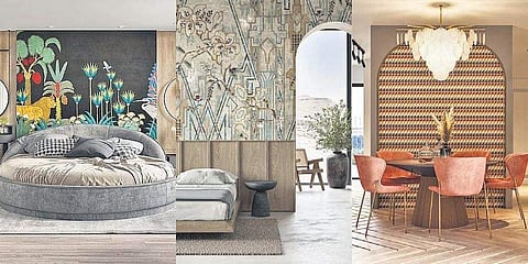 Various wallpaper designs from UDC Homes that seek inspiration from Egypt's architecture