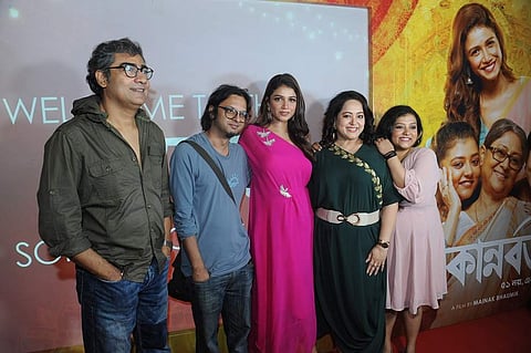 The cast and crew of Ekannoborti pose for a frame during the song launch