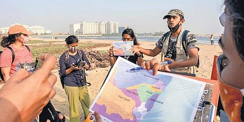 The shore walk is part of a physical exhibition by Yuvan Aves for his CPB project | Photo by Yogesh