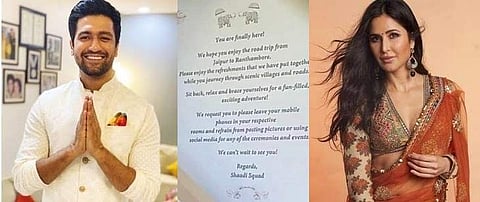 Vicky Kaushal-Katrina Kaif wedding: The note requests the people in attendance to leave their phones in their rooms and to avoid the use of social media