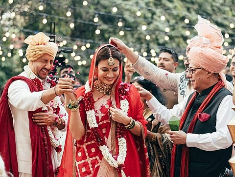 Actress Dia Mirza shared pictures from her wedding ceremony with Mumbai-based entrepreneur Vaibhav Rekhi on Instagram.