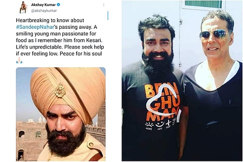 Bollywood superstar Akshay Kumar expressed condolence over his Kesari co-actor Sandeep Nahar's death.