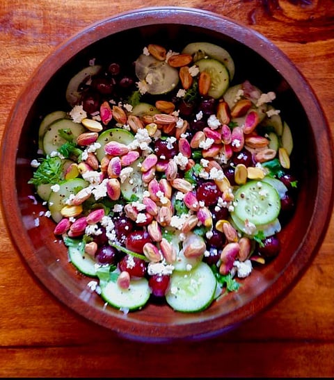 Cucumber pistachio salad
