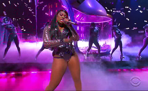 Picture credit: AP/ CBS (In this video grab provided by CBS and the Recording Academy, Megan Thee Stallion performs 'WAP' at the 63rd annual Grammy Awards at the Los Angeles Convention Center)