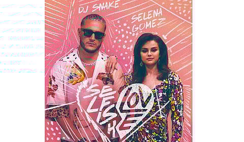 DJ Snake and Selena Gomez on the song poster of Selfish Love