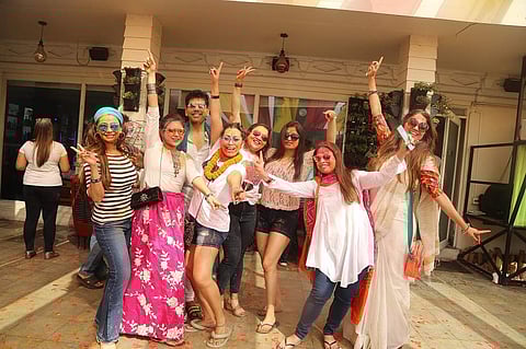 This group had a whale of a time at Soul The SKy Lounge's holi party