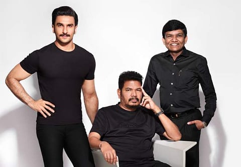 Actor Ranveer Singh (left), director S Shankar (centre) and producer Jayantilal Gada (right)
