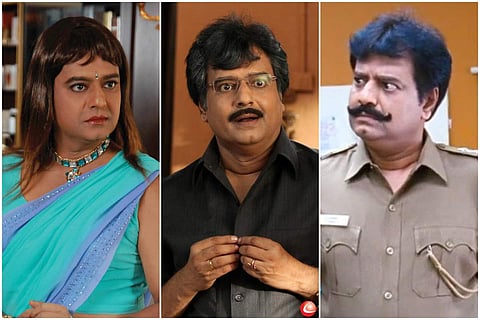 Stills of Vivekh from Guru En Aalu (left), Uthama Puthiran (centre) and Singam (right)