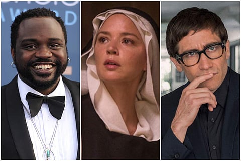 Brian Tyree Henry from Eternals (left), Virginie Efira from Benedetta (centre), and Jake Gyllenhaal from Velvet Buzzsaw (right)
