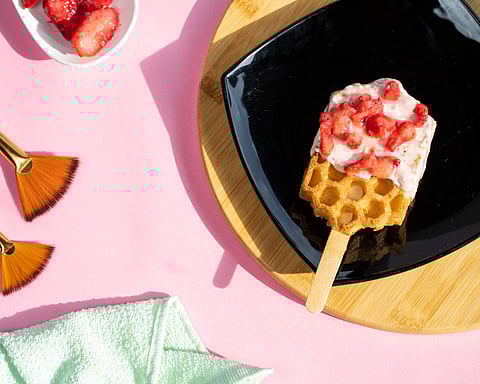 Strawberry stick waffle