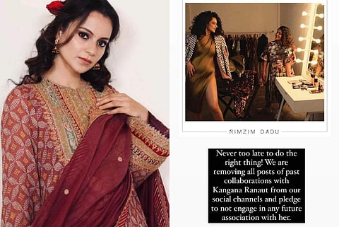 Fashion designers Rimzim Dadu and Anand Bhushan vowed against collaborating with Kangana Ranaut in the future. 