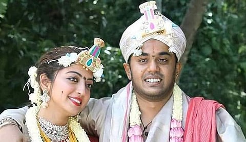 Pranitha Subhash with her newly-wed husband Nitin Raju