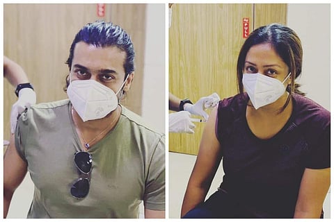 Suriya and Jyothika get their first dose of the COVID-19 vaccine
