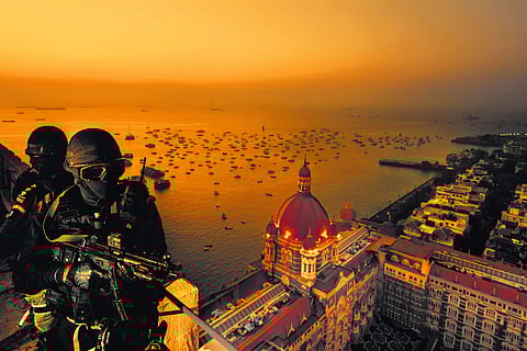 NSG Commandos at Taj  hotel in Mumbai  during a drill