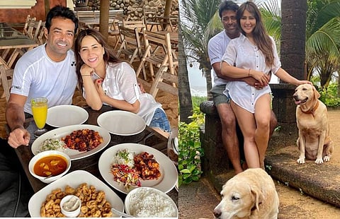Kim Sharma and Leander Paes in Goa