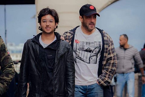 Salman Khan with his nephew Nirvan Khan on the streets of Russia during the actor's shoot for Tiger 3
