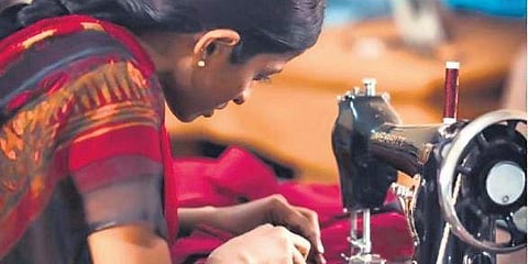 A woman working at a sewing unit of Access Foundation, Hyderabad. Pic courtesy: Jyoti - Fair Works, Janosch Kunze