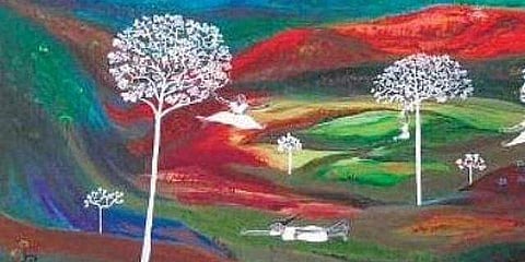 The works on display are a product of collective trauma and isolation, he adds.