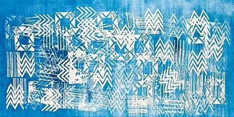 Images of the textile paintings from ‘Aadiyogi Shiva—A Journey in Cosmic Indigo