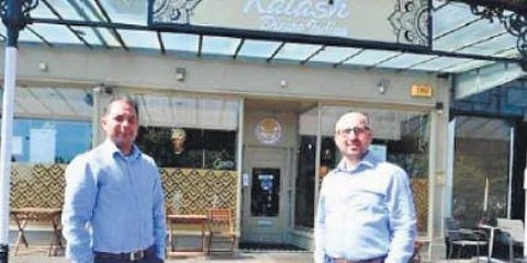 Ranjeet Singh and Alvino Cardozo at 'Kalash Divine Indian' restaurant in UK