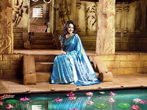 Actress Trisha in a Samudrika Pattu Sari from Pothys