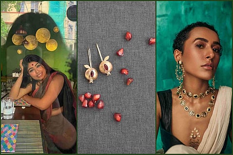 (L-R) Monalisha and her designs