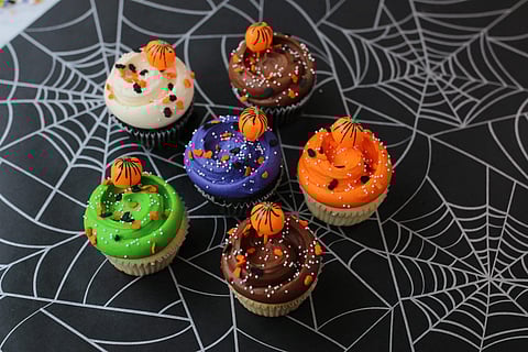 Halloween-themed cupcakes at Magnolia Bakery