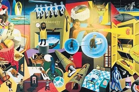 The artist says these works are based on his experiential observations as a contemporary artist