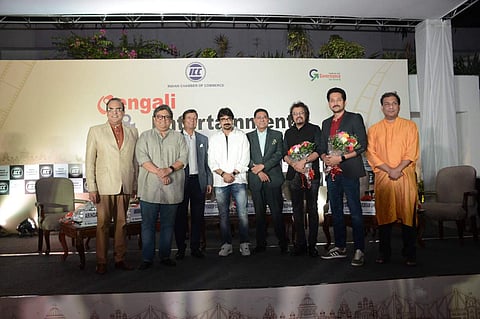 (L-R) Arindam Sil, Aniruddha Roy Chowdhury, Pradeep Sureka, Prosenjit Chatterjee, Sanjay Budhia, Bickram Ghosh, Parambrata Chatterjee, Arijit Biswas