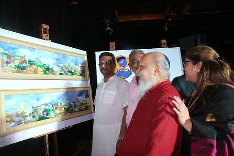Shuvaprasanna, Firhad Hakim and other dignitaries at the exhibition