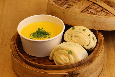 Butter steam bun with veg Bhutanese datsi curry