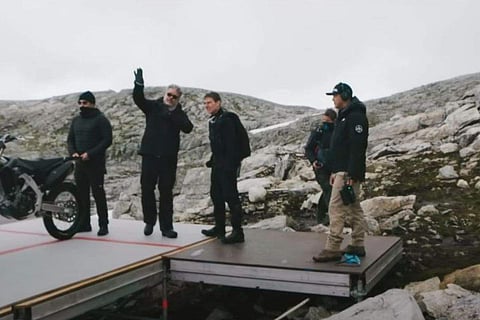 Tom Cruise on the sets of Mission Impossible 7