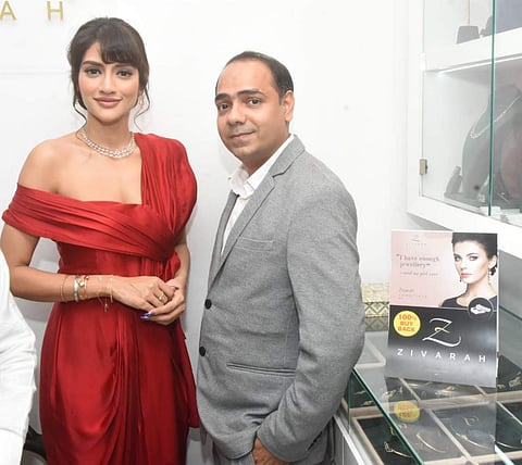 Nussrat Jahan and managing director of Zivarah Deepak Kulthia