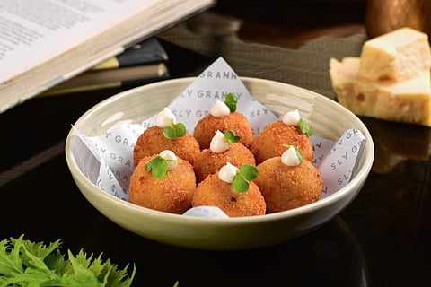 Bacon Mac and Cheese Poppers from the Grazing Menu of Sly Granny