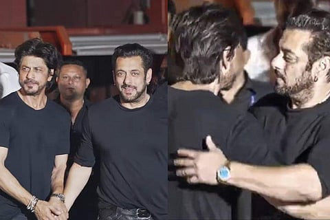 Shah Rukh Khan and Salman Khan at Salman's birthday party