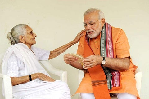 Narendra Modi with mother Heeraben Modi