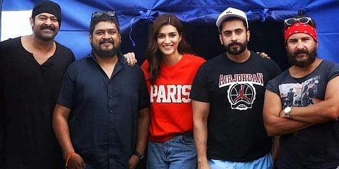 The starcast of Adipurush with director Om Raut. (Photo| Cinema Express)