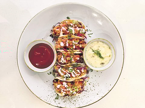 Crispy barracuda tacos